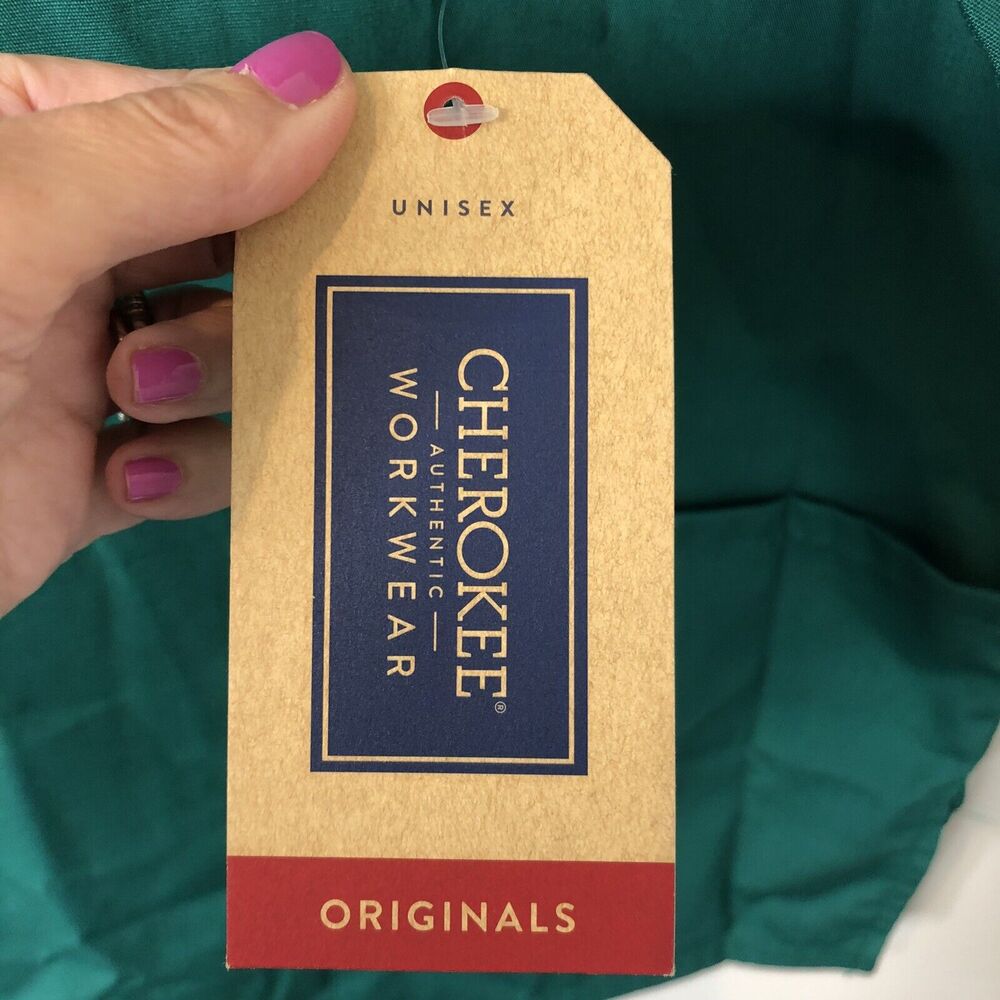 Cherokee Workwear Authentic Scrub Top w/Pockets in Hunter Green Unisex Size 3XL - Picture 5 of 8